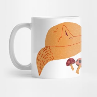 Sleeping arctic fox and cozy mushrooms Mug